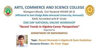 Workshop on "Recent Trends in Algebra-Career Perspectives" | CSIR-NET, SET, GATE, NBHM Examination