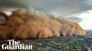 Drone footage shows massive dust storm sweeping across central New South Wales