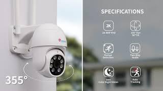 Ctronics PTZ CCTV Camera Surveillance -2K HD Security Camera Outdoo