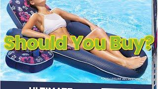 Review Aqua Campania Ultimate 2-in-1 Pool Float Lounge – Extra Large – Inflatable Pool Floats Adults