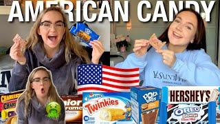 BRITISH GIRLS TRY AMERICAN CANDY / SNACKS FOR THE FIRST TIME *Some were gross...* | Ft. Georgia Rosa