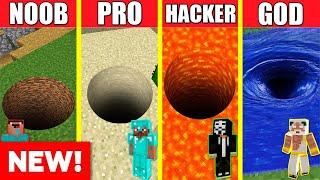 TUNNEL HOUSE BUILD CHALLENGE - Minecraft Battle: NOOB vs PRO vs HACKER vs GOD / Animation PIT HOLE