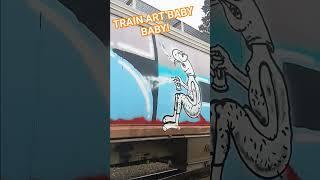 Trainart on 99 . #graffiti #freighttraingraffiti #graffitiart #train #paintedtrains #streetart