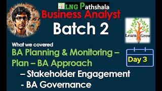 BA Batch2 | Day 3 ||BA Planning & Monitoring - Plan BA Approach - Stakeholder Engagement -Governance