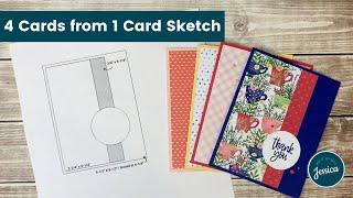 How to Use a Card Sketch: 4 Cards from 1 Card Sketch with FREE Printable