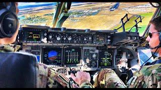 US AIR FORCE C-17 | EPIC Tactical Takeoff, Descent and Landing | Cockpit view