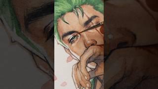 Painting ZORO in my Art Style ️ #watercolor #art