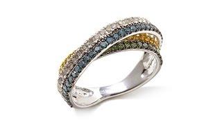 0.9ctw Multicolor Diamond Overlapping Band Ring