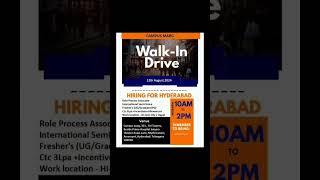 Walk-in Drive 2024 | Jobs for Freshers in Hyderabad 2024 #swathinarbavi #job