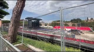 David Gilmour montaggio palco Circo Massimo 2024