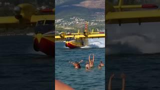 Public Waving at the Canadair CL-415 Super Scooper Pilots