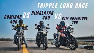 2024 Royal Enfield Himalayan 450 Vs Bajaj Dominar 400 Vs Ktm Adevnture 390 Tripple Battle Drag Race