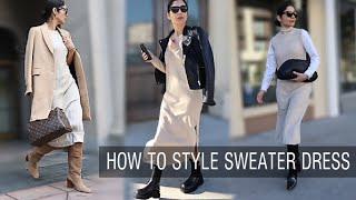 HOW TO STYLE A SWEATER DRESS | 9 autumn winter outfit ideas