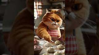 The Cat Who Cooks Dumplings?!  Chef or Chaos? #catcartoonvideo  #catchef #funnycooking