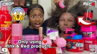 Doing my Mannequin THICK Hair Only using PINK & RED products