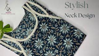 Stylish Neck Design Cutting and Stitching Full Video || Kurti Neck Design ||