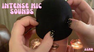 intense mic scratching ASMR that quickly changes (beeswax, bare mic, foam & fluffy cover) no talking