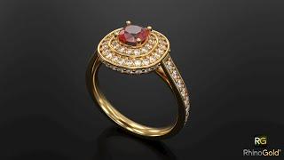 RhinoGold -  Double Halo Ring (Speed Modeling)