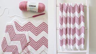 Crochet Front Loop Chevron Blanket