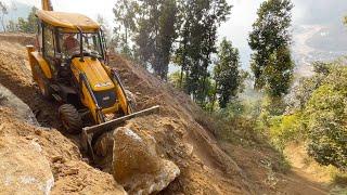 Amazing!!! Mountain Rocky Road Bed Work and JCB Backhoe