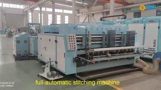 Full automatic stitching machine for corrugated box factory #packingmachine