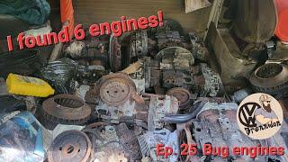 Volkswagen Type 1 . Found a stash of early  Air-cooled Volkswagen Engines.  Episode 25.