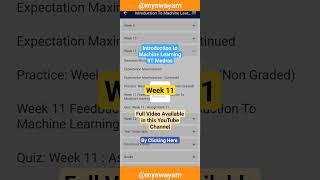 Week 11 Introduction to Machine Learning IIT Madras #nptel #assignment #solved #swayam #education
