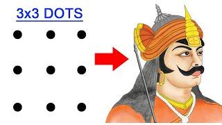 Turn 9 dots in Maharana Pratap drawing easy - How to draw maharana pratap drawing step by step