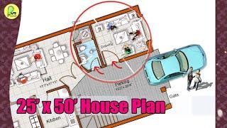 25×50 house plan with car parking, 25 by 50 home plan, 25*50 house design, #instyle #indianstyle