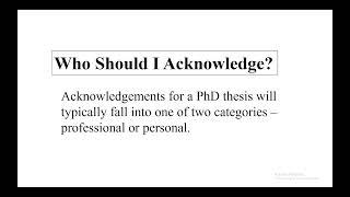 Acknowledgement in Thesis/Dissertation || Purpose of Acknowledgement in Research