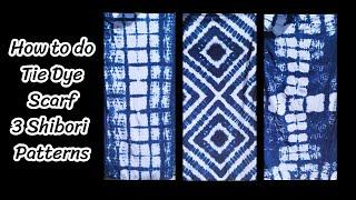 How to tie dye scarfs 3 shibori patterns in Indigo dyes.| Yurasa Tie Dye