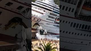 Failed Maneuver Sends Cruise Ship Sliding Up Onto the Shoreline!