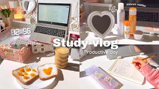 Study Vlog| Aesthetic morning routine, skincare, spring flowers, lots of coffee, k-drama