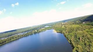 Drone DJI FPV Avata flight over Kashubian Lakes