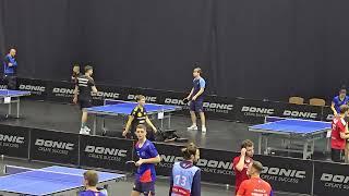 Truls Moregardh and Dimitri Ovcharov practice warm up table tennis European championship 2024