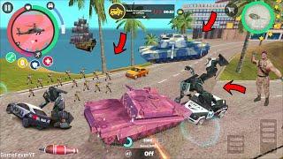 Rope Hero Vice Town - (Pink Tank Tremendous Collision with Robot Police Car) Panzer Throw Car Robot