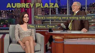 Aubrey Plaza insists she's trying to act normal even though her interviews always go off the rails.