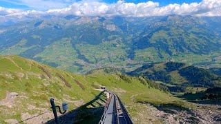  4K  Niesenbahn cab ride, up to 68% incline, Switzerland [07.2022] Führerstandsmitfahrt Niesen