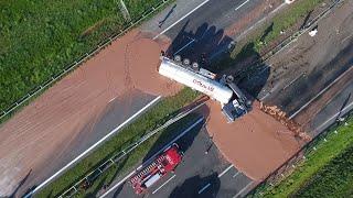 Truck loses load of chocolate on Polish highway