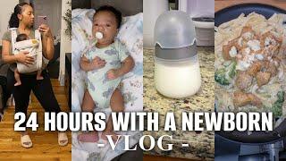 24 HOURS WITH A NEWBORN VLOG | Spend The Day With Us + 6 Weeks Postpartum + Exclusively Pumping