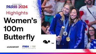 USA's Torri Huske & Gretchen Walsh finish 1-2 in 100M butterfly at Paris Olympics  | #Paris2024