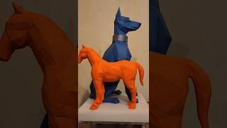 сделано из бумаги и клея #лошадь и #доберман #паперкрафт  #papercraft