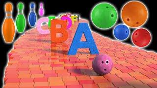  Kinetic Sand ABC Alphabet Song, Fruits & Colors!  Fun Learning with Bowling Ball & Trampoline!