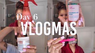 VLOGMAS Day 6 | My Skincare/ Haircare Morning/ Tipsy Nighttime Routines