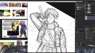 Trunks Fanart - Part 01: Sketching, line art and blocking.