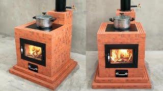 How to build a winter heating stove - Cooking stove, from super beautiful red bricks