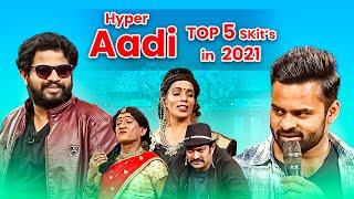 Hyper Aadi Top 5  Skits in 2021 | Jabardasth | 5th October 2023 | Hyper Aadi, Naga Babu, Roja