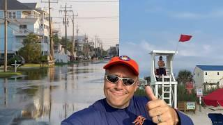 Morning Red Flag Conditions At Kure Beach | King Tide Floods Canal Street At Carolina Beach