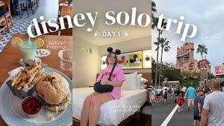 DISNEY SOLO TRIP | Day 1 | checking into pop century, skyliner hopping, hollywood studios evening