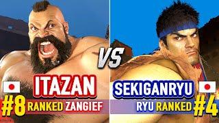 SF6  ITAZAN (#8 Ranked Zangief) vs SEKIGANRYU (#4 Ranked Ryu)  SF6 High Level Gameplay